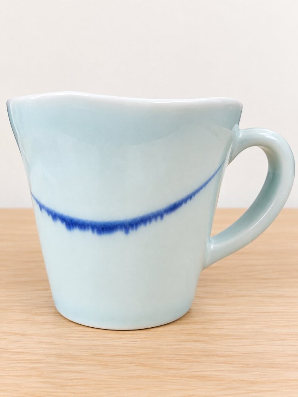Jingdezhen Spin Splash Aqua Blue Mug Swoosh Waves Modern Minimalist